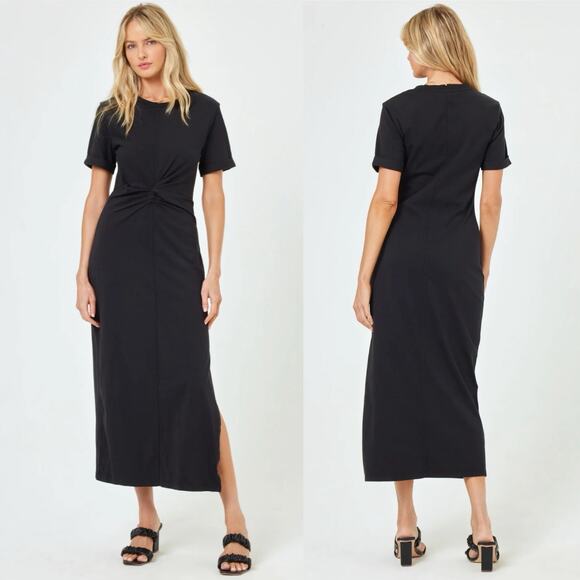 NWT L*Space Women's‎ Black Short Sleeves Everyday Twist Front Drew